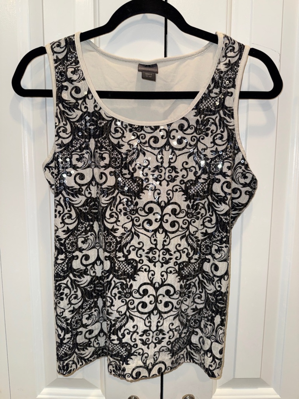 Covington‎ Black & White Beaded Tank Top